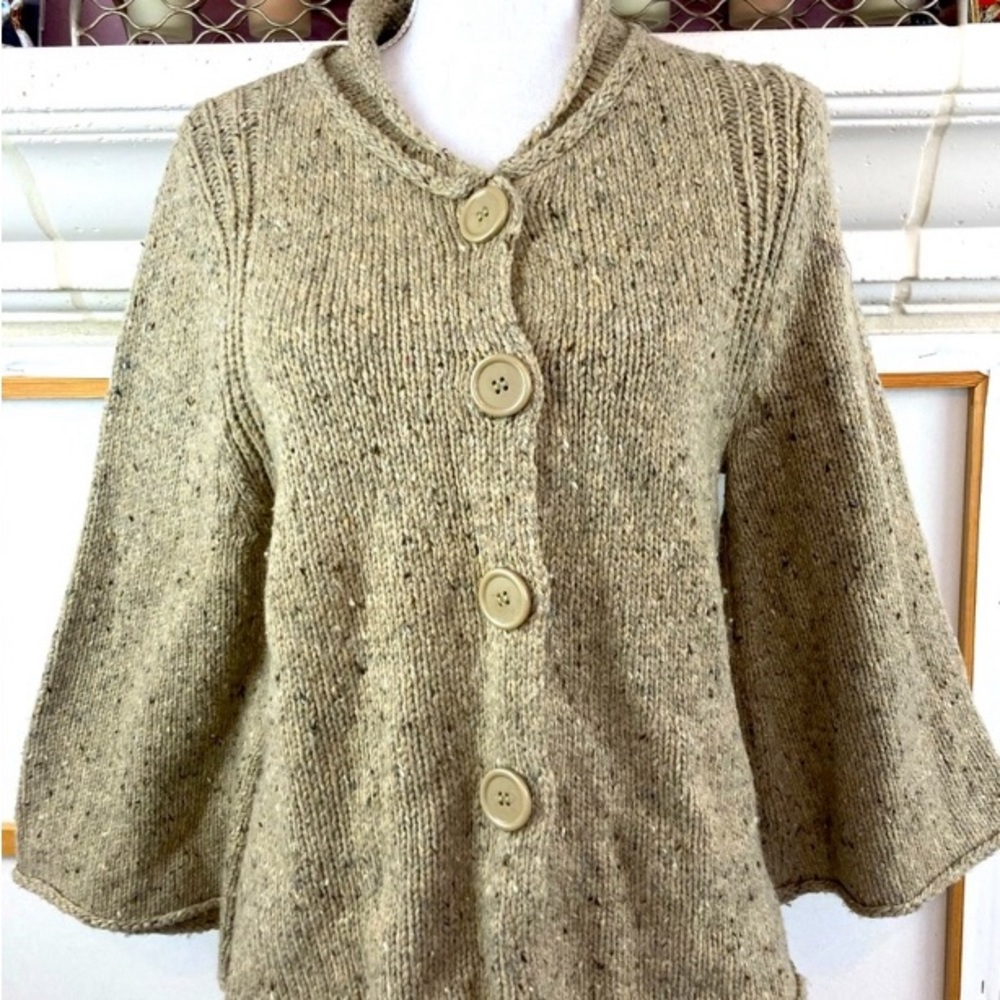 Max Edition size L Tan Wide Sleeve wool blend Cardigan Sweater . Soft